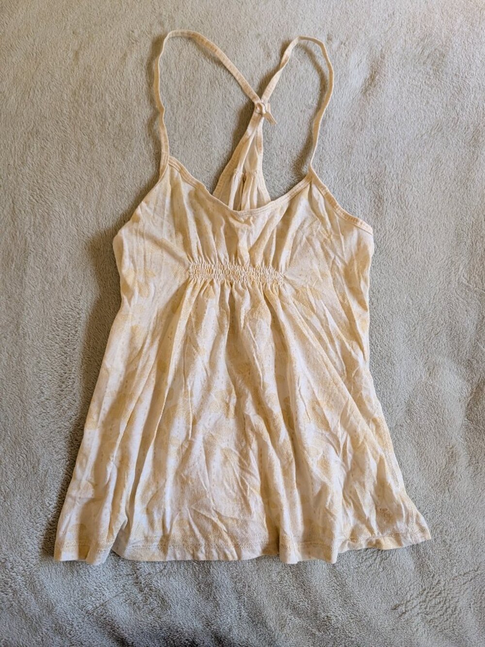 ABERCROMBIE & FITCH WOMEN'S TOP M Medium Tank Light Yellow 2000s Cinched Summer